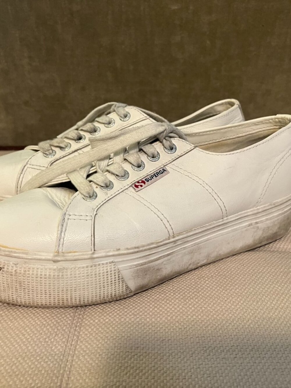 Superga 2790 White Leather Platform Sneaker size 40 US 9